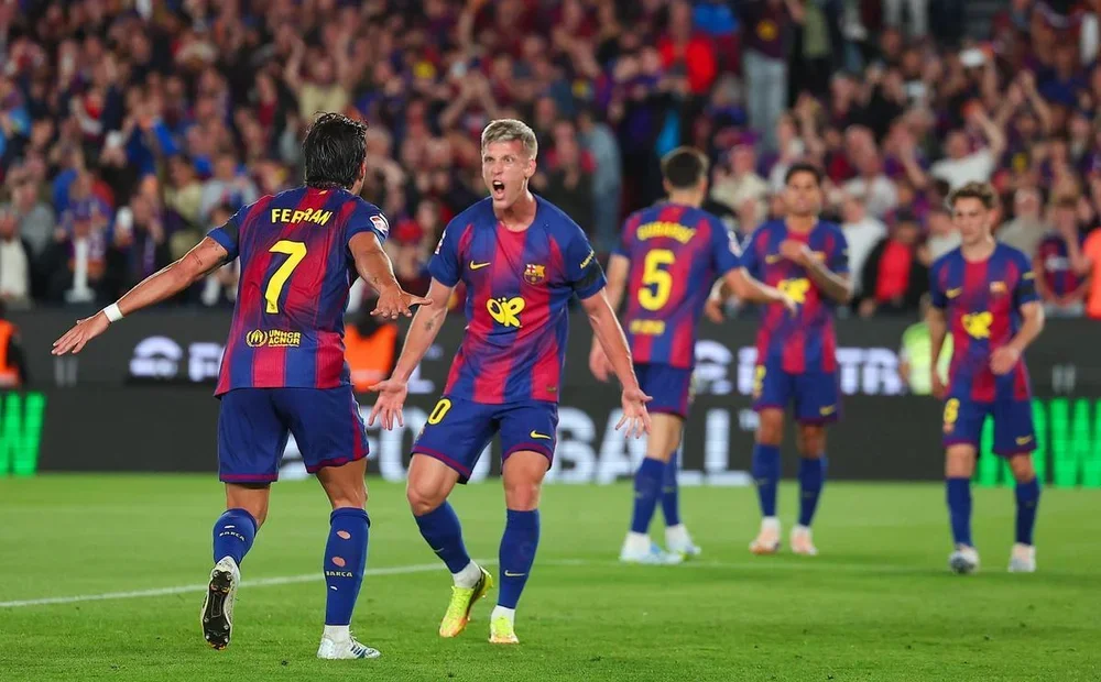 La euforia de los jugadores del Barça